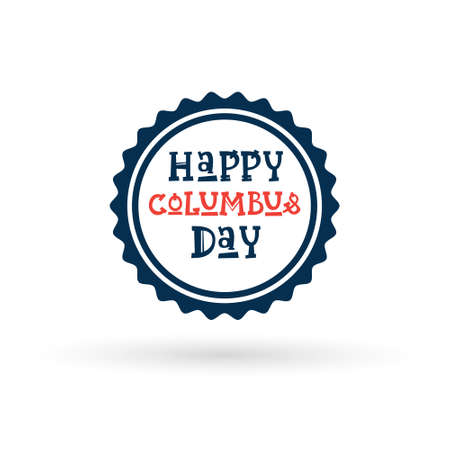 Happy Columbus Day National Usa Holiday Greeting Card Icon Isolated Flat Vector Illustrationのイラスト素材