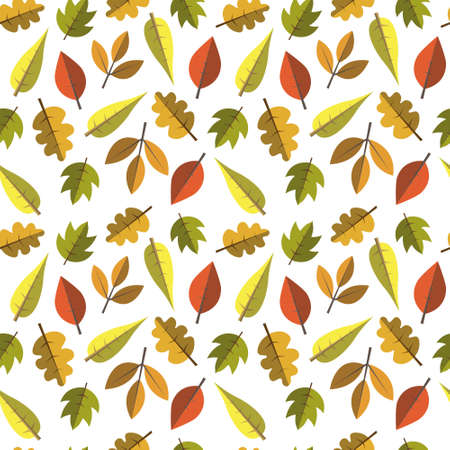 Autumn leaves Seamless Pattern Background  Flat Vector Illustrationのイラスト素材