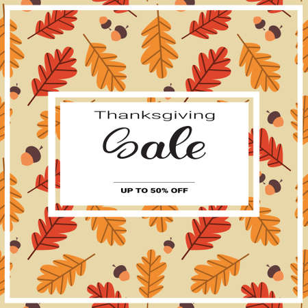 Thanksgiving Day Sale Autumn Traditional Holiday Shopping Discount Banner Flat Vector Illustrationのイラスト素材