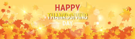 Happy Thanksgiving Day, Autumn Traditional Holiday Greeting Card Flat Vector Illustrationのイラスト素材