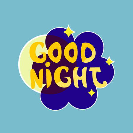 Good Night Sticker Social Media Network Message Badges Design Vector Illustrationのイラスト素材