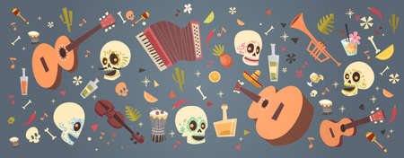 Day Of Dead symbols pattern.のイラスト素材