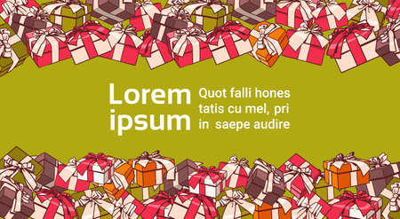 Template Banner For Copy Space With Present Boxes On Background Vector Illustrationのイラスト素材