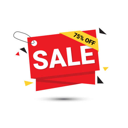 Sale Banner 75 Percent Off Template Tag Isolated On White Background Vector Illustration.