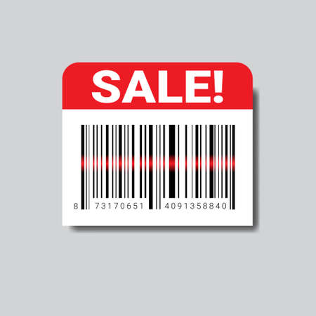 Sale Sticker With Bar Code For Scanning Icon Isolated Vector Illustration