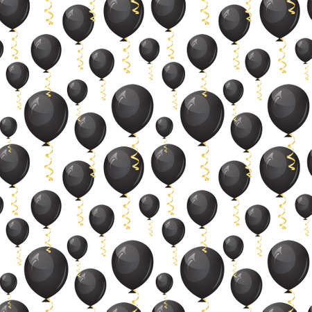 Seamless Pattern With Black Balloons Ornament Background Design Vector Illustrationのイラスト素材