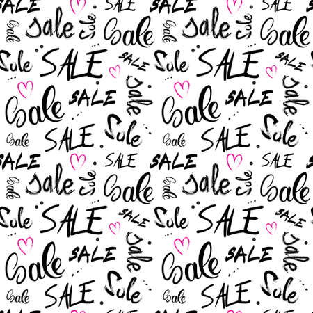 Sale Seamless Pattern Sketch Text Ornament Grunge Background Design Vector Illustrationのイラスト素材
