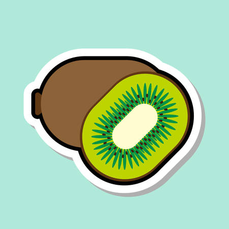 Kiwi Sticker On Blue Background Colorful Fruit Icon Vector Illustrationのイラスト素材