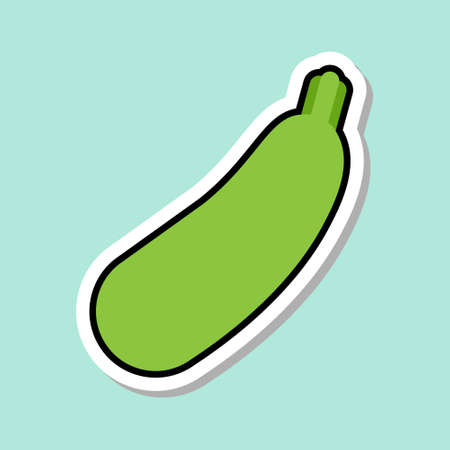 Zucchini Sticker On Blue Background Colorful Vegetable Icon Vector Illustrationのイラスト素材