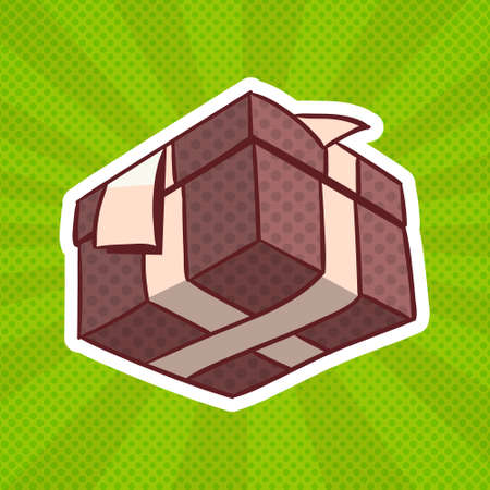 Gift Box Pop Art Retro Style Of Realistic Present With Ribbon And Bow On Dots Background Vector Illustrationのイラスト素材