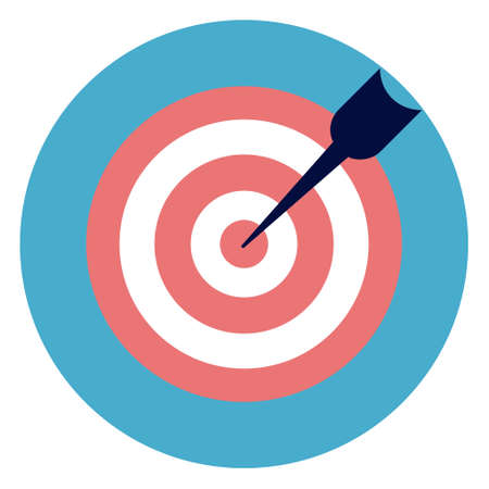 Target WIth Arrow Icon On Round Blue Background Flat Vector Illustrationのイラスト素材