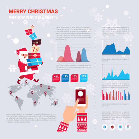 Collection Of Infographic Elements Merry Christmas And Happy New Year Concept Vector Illustrationのイラスト素材