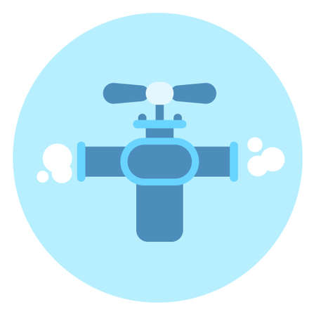 Gas Tap On Pipe Icon Faucet On Blue Background Vector Illustrationのイラスト素材