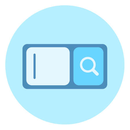 Web search bar icon with magnifying glass on blue background, vector illustrationのイラスト素材