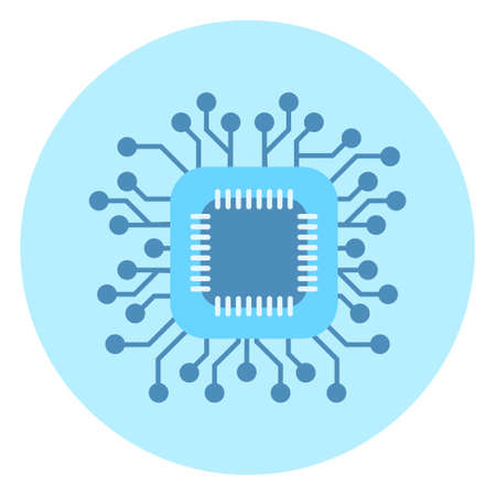 Computer Chip Icon Circuit Processor Vector Illustrationのイラスト素材