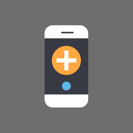 Medical Treatment Mobile App Icon With Smart Phone Online Medicine Flat Vector Illustrationのイラスト素材