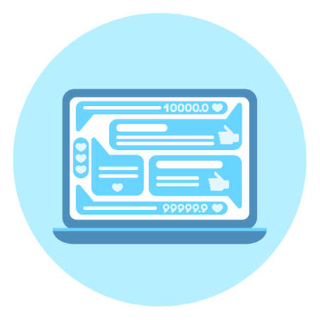 Open Laptop Computer Icon With Social Network Website Interface Vector Illustrationのイラスト素材