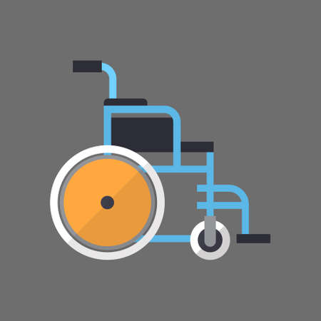 Empty Wheelchair Icon, Medical Wheel Chair Equipment Flat Vector Illustrationのイラスト素材