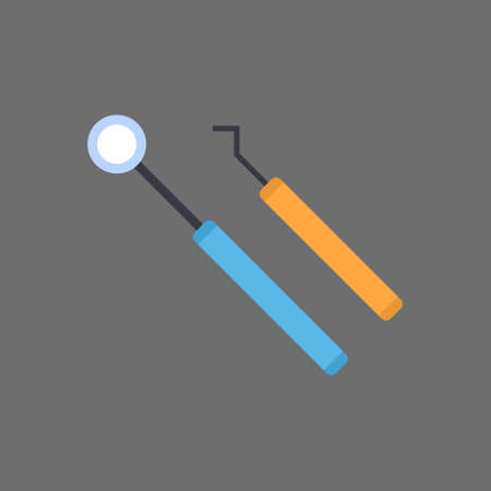 Dentist Instruments Icon Medical Treatment Concept Flat Vector Illustrationのイラスト素材