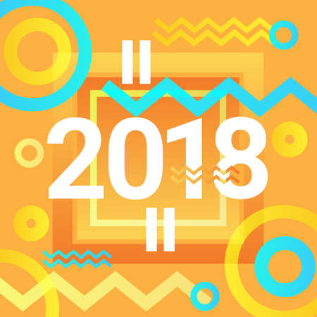 2018 Sign Happy New Year Poster Abstract Greeting Card Background Vector Illustrationのイラスト素材