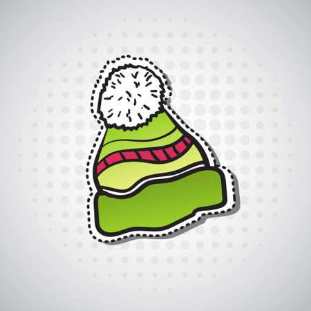 Winter Hat Sticker Christmas And New Year Badge Vector Illustrationのイラスト素材
