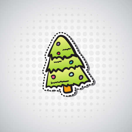 Christmas Tree Sticker New Year Badge Vector Illustrationのイラスト素材