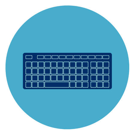 Computer Keyboard Icon Web Button On Round Blue Background Flat Vector Illustrationのイラスト素材