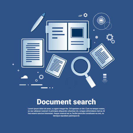 Document Search Template Web Banner With Copy Space Flat Vector Illustrationのイラスト素材