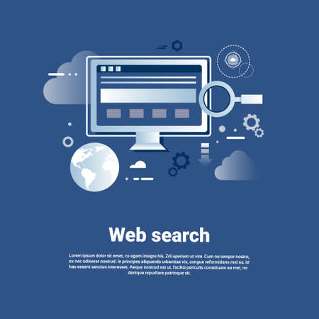 Web Search Template Internet Banner With Copy Space Flat Vector Illustrationのイラスト素材