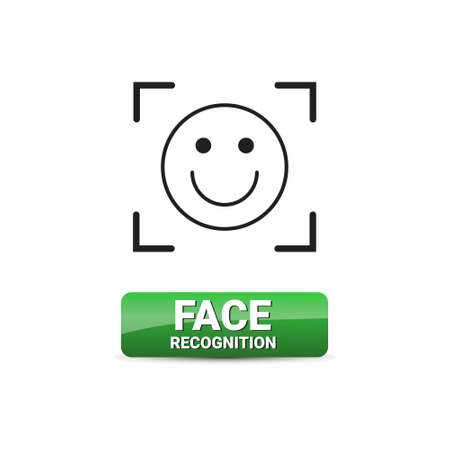 Face Recognition Button Access Control System Scanning Technology Biometrical Identification Concept Vector Illustrationのイラスト素材