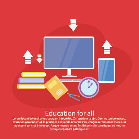 Education for all web template banner with copy space, vector illustration.のイラスト素材