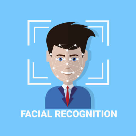 Facial Recognition Biometrics Scanning Of Male Face Icon Vector Illustrationのイラスト素材