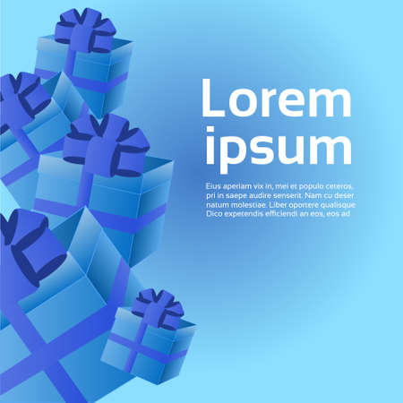 Holiday Background Blue Gift Boxes Template Banner With Copy Space Vector Illustrationのイラスト素材