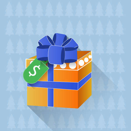 Gift Box With Dollar Tag Sale Or Discount On Presents Holiday Shopping Concept Vector Illustrationのイラスト素材