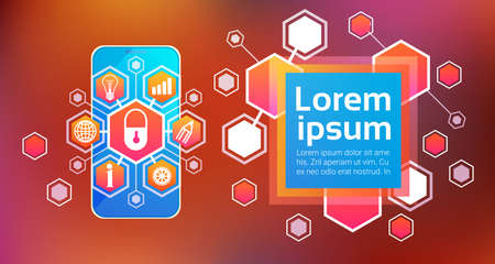 Mobile Security Locked Smartphone Concept Device Identification And Protection App Vector Illustrationのイラスト素材