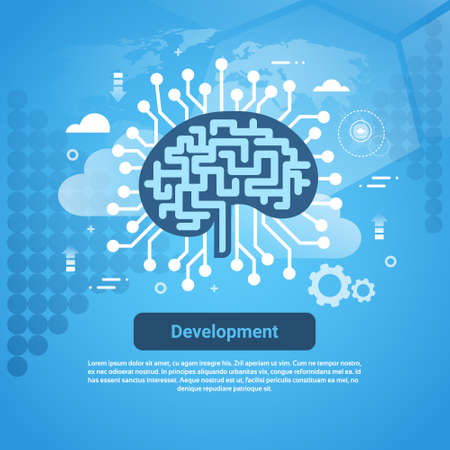 Development New Idea Concept Web Banner With Copy Space Vector Illustrationのイラスト素材