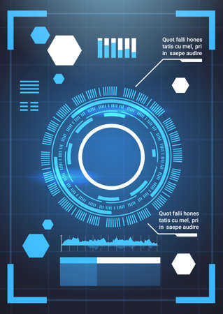 Set of modern futuristic infographic elements technology abstract background template charts and graph, banner with copy space vector illustrationのイラスト素材