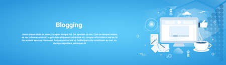 Blogging management web banner illustration.