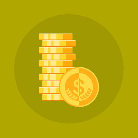 Dollar Coins Stack Icon Money Concept Flat Vector Illustrationのイラスト素材
