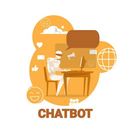 Chatbot Icon Chatter Bot Robot Support Modern Technology Concept Vector Illustrationのイラスト素材