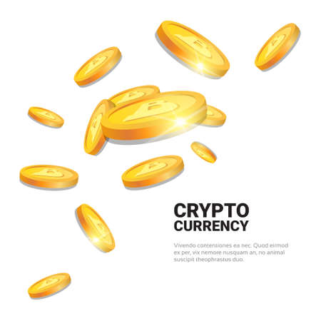 Crypto Digital Currency Golden Bitcoin Digital Web Money Technology Concept Vector Illustrationのイラスト素材