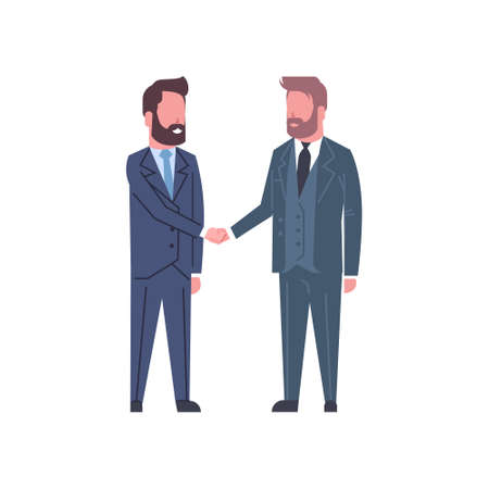 Hand Shake Concept Two Business Men Shaking Hands Partners Successful Agreement Or Deal Flat Vector Illustrationのイラスト素材