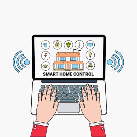 Smart Home Control System Vector Illustrationのイラスト素材
