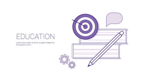 Education Concept Business Learning Web Banner With Copy Space Vector Illustrationのイラスト素材