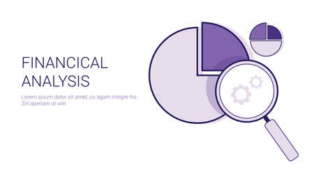 Financial Analysis Business Concept Data Statistics Template Web Banner With Copy Space Vector Illustrationのイラスト素材