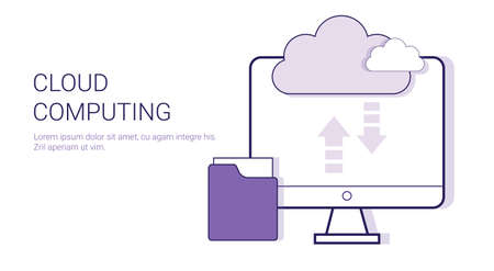 Cloud Computing Service Online Database Business Concept Template Web Banner With Copy Space Vector Illustrationのイラスト素材