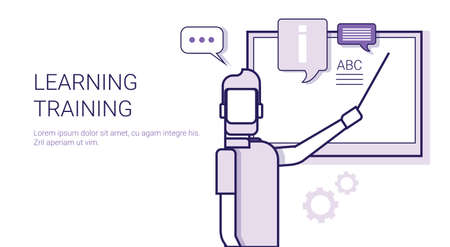 Learing training online education business concept template web banner with copy space vector illustrationのイラスト素材