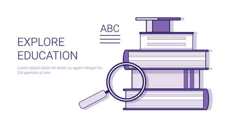 Explore education learning online business concept template web banner with copy space vector illustrationのイラスト素材