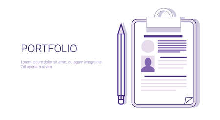 Portfolio Business Resume Concept Web Banner With Copy Space Vector Illustrationのイラスト素材