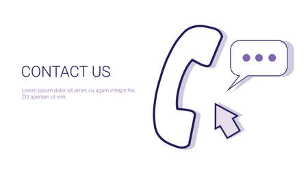 Contact Us Customer Support Information Business Concept Template Web Banner With Copy Space Vector Illustrationのイラスト素材